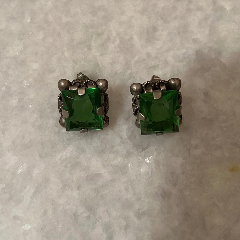 Vintage green glass earrings